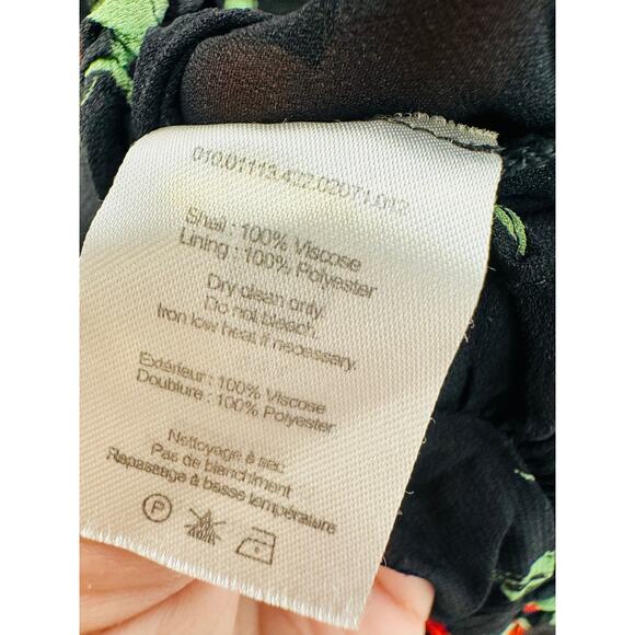 RIXO Black Red Poppy Floral Flowy Airy Yas Midi Dress size Medium - Picture 14 of 16